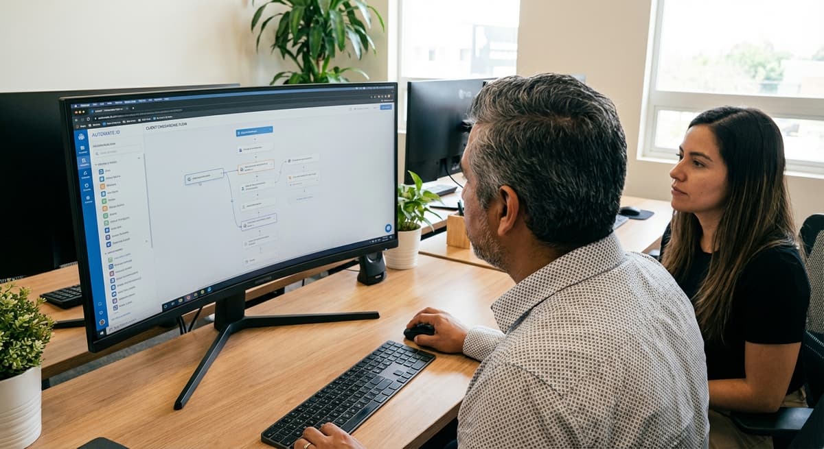 Consultor configurando plataforma con el cliente