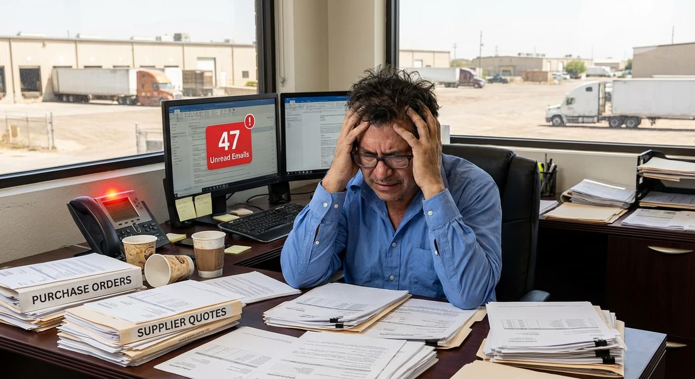 Jefe de compras frustrado con correos